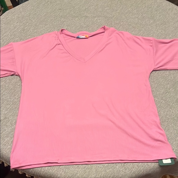 Pink V-Neck Short Sleeve Tee - Picture 1 of 5